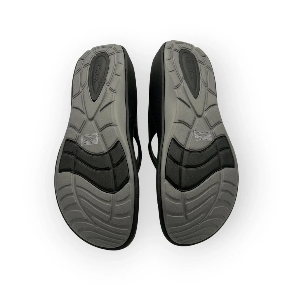Aetrex Maui Men 14 Black Orthotic Flip Flops Arch Support Water Friendly Sandals